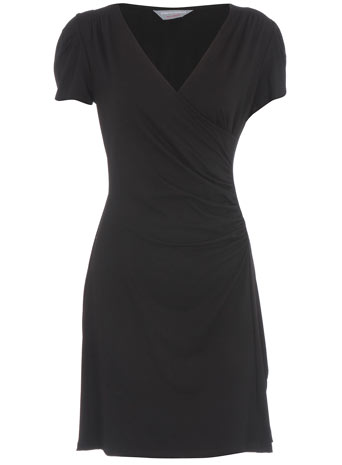 Petite black side wrap dress