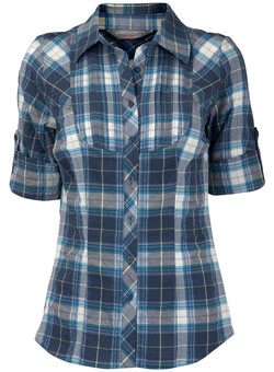 Dorothy Perkins Petite blue bib check shirt