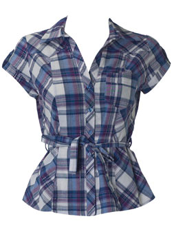 Dorothy Perkins Petite blue check shirt