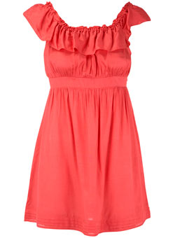 Dorothy Perkins Petite coral ruffle tunic