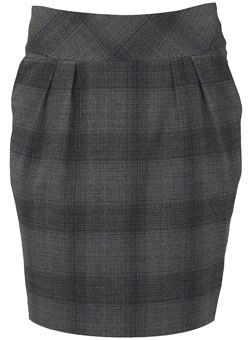 Dorothy Perkins Petite grey check tulip skirt