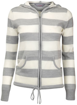 Dorothy Perkins Petite grey/cream stripe hoody