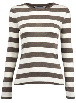 Dorothy Perkins Petite grey/cream stripe top