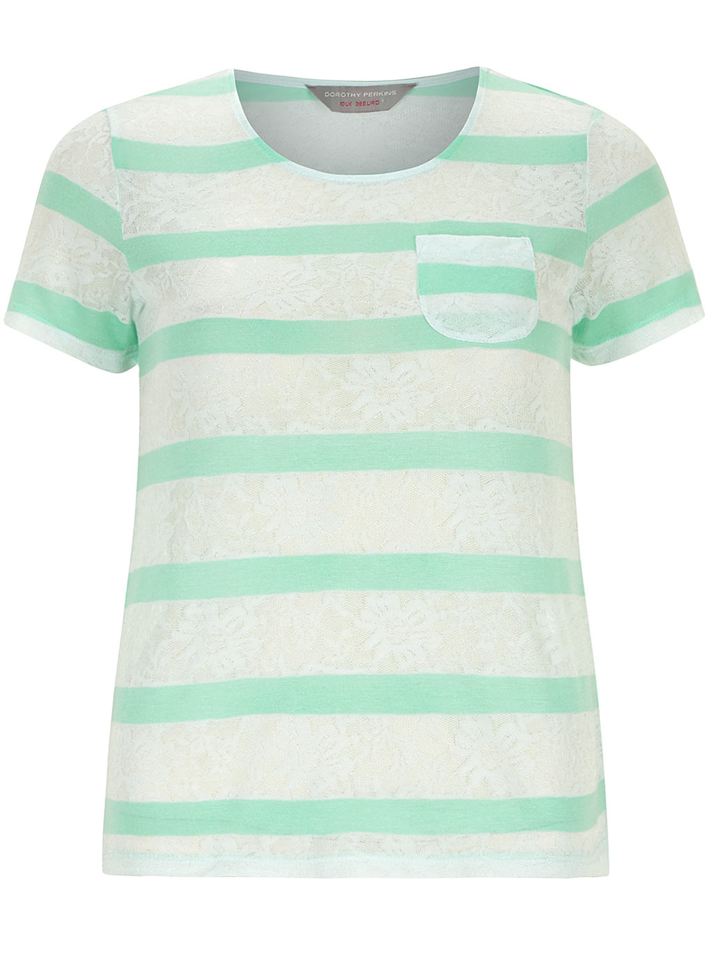 Dorothy Perkins Petite Lace Stripe T-Shirt 79233602