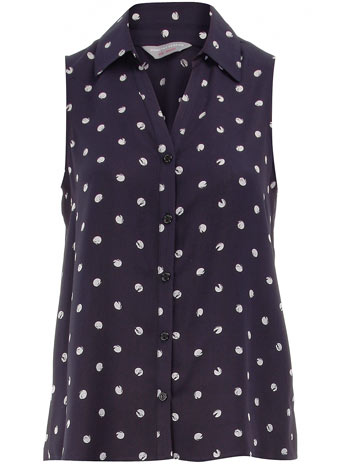 Dorothy Perkins Petite navy spot blouse DP79437323