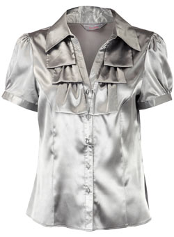 Petite silver satin shirt