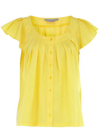 Petite yellow flutter blouse DP79430441