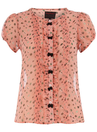 Pink bean print blouse DP84000090