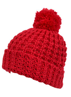 Pink chunky pom pom beanie