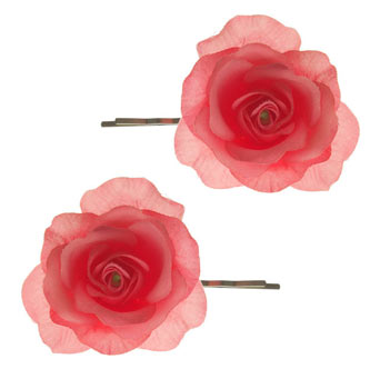 Dorothy Perkins Pink fabric rose hair slides