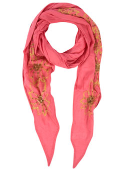 Dorothy Perkins Pink floral embroidered scarf