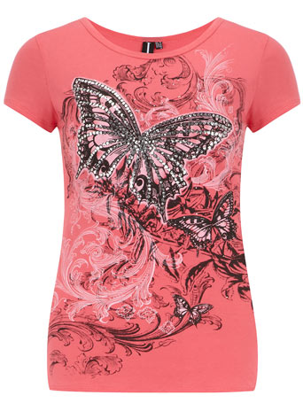 Pink glitter butterfly t-shirt DP94000974