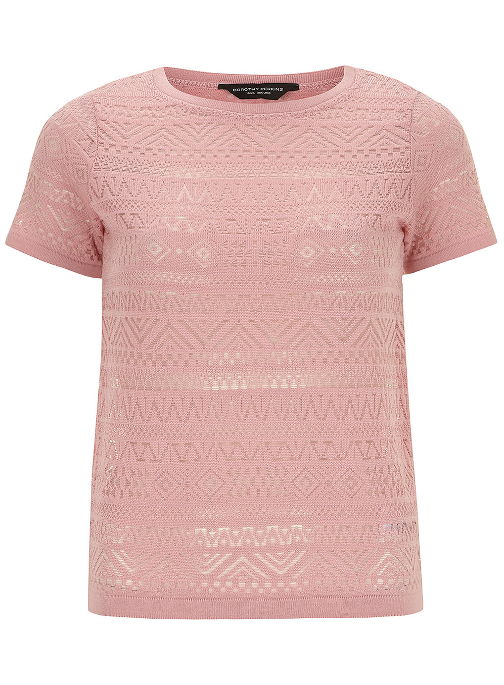 Pink lace knitted t-shirt 55148614