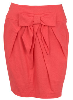 Dorothy Perkins Pink linen bow tulip skirt