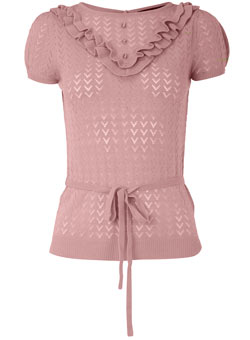 Dorothy Perkins Pink pointelle bib jumper