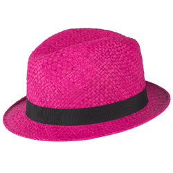 Pink raffia trilby hat