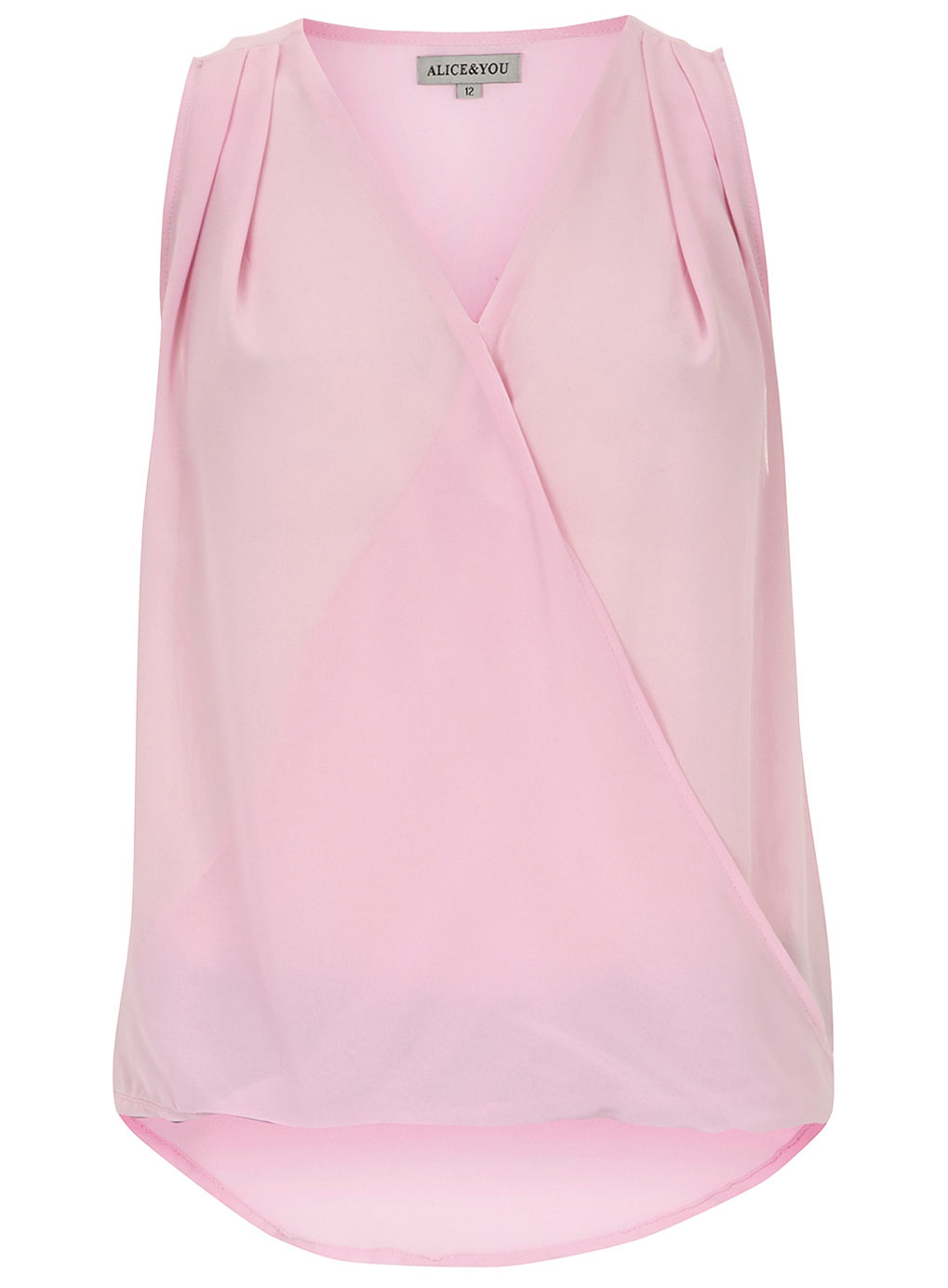 Pink Sheer Crossover Blouse 75100714