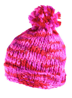 Pink space dyed pom pom beanie
