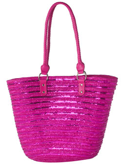 Dorothy Perkins Pink straw beach bag