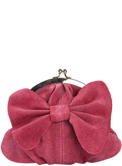 Dorothy Perkins Pink suede bow purse