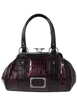 Dorothy Perkins Plum crocodile frame bag