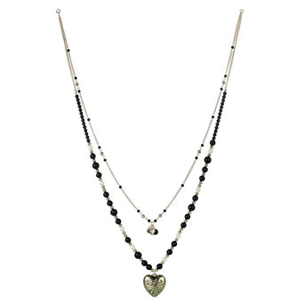 Puff heart multirow necklace