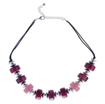 Purple barrel bead necklace
