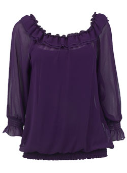 Purple chiffon clown top