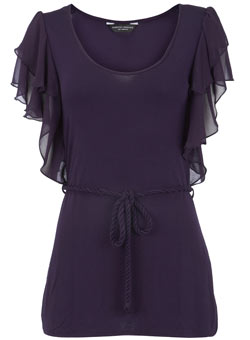 Dorothy Perkins Purple chiffon flutter sleeve