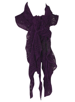 Purple crochet ruched scarf
