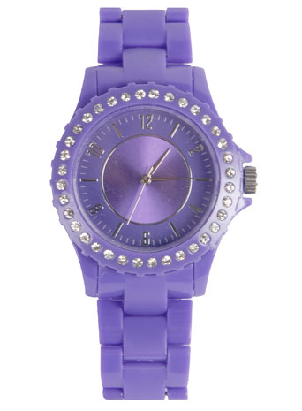Dorothy Perkins Purple diamante dial watch