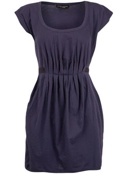 Purple pleat belt tunic