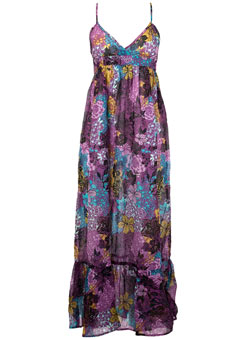 Purple print maxi dress