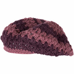 Purple stripe crochet beret