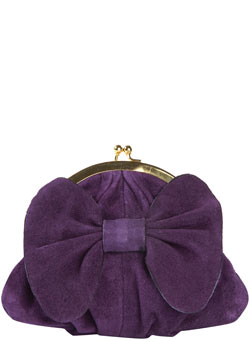 Dorothy Perkins Purple suede bow purse