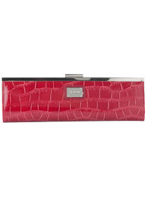 Red crocodile metal clutch bag