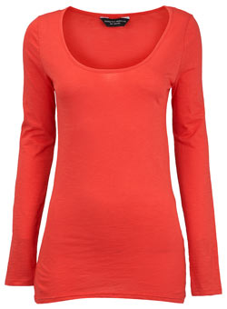 Dorothy Perkins Red long sleeve scoop neck top