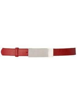 Red metal plate jean belt