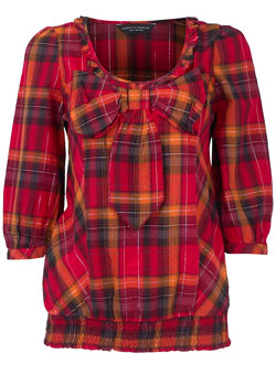 Dorothy Perkins Red/orange check bow top