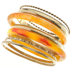 Resin and Metal Bangle Set