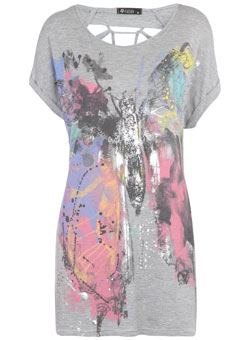Dorothy Perkins Rise grey butterfly t-shirt