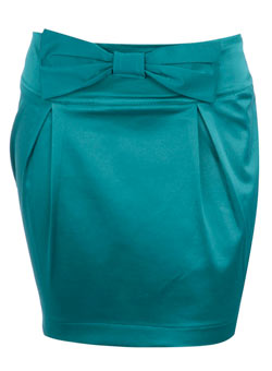 Dorothy Perkins Rise teal satin bow skirt