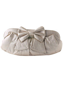 Dorothy Perkins Rose gold pleat bow clutch