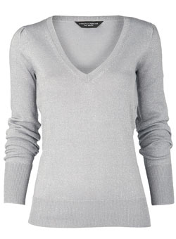 Dorothy Perkins Silver lurex jumper
