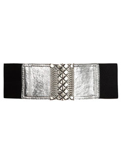 Dorothy Perkins Silver quilted waist belt
