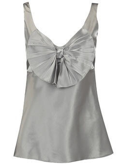 Dorothy Perkins Silver satin bow shell top