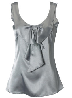 Dorothy Perkins Silver satin bow top