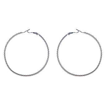 Silver twist hoop earring