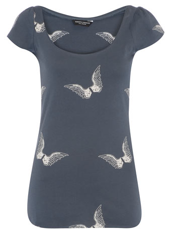 Steel grey embroidered wings t-shirt