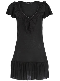 Dorothy Perkins Tall black frill hem tunic